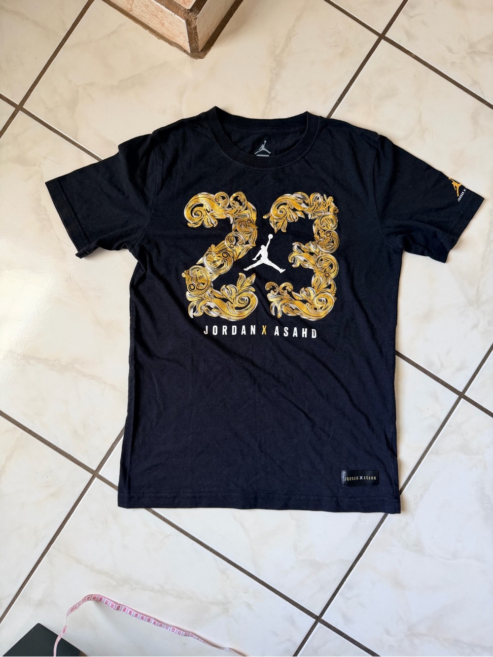 Jordan Black T-Shirt with Gold '23' Graphic - Jordan x Asahd